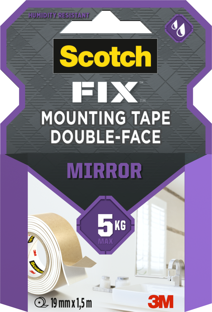 Taśma montażowa dwustronna do luster i łazienki 19mm x 1,5m Scotch-Fix